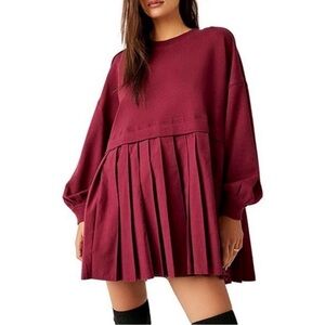 Flowy Burgundy sweatshirt Dress